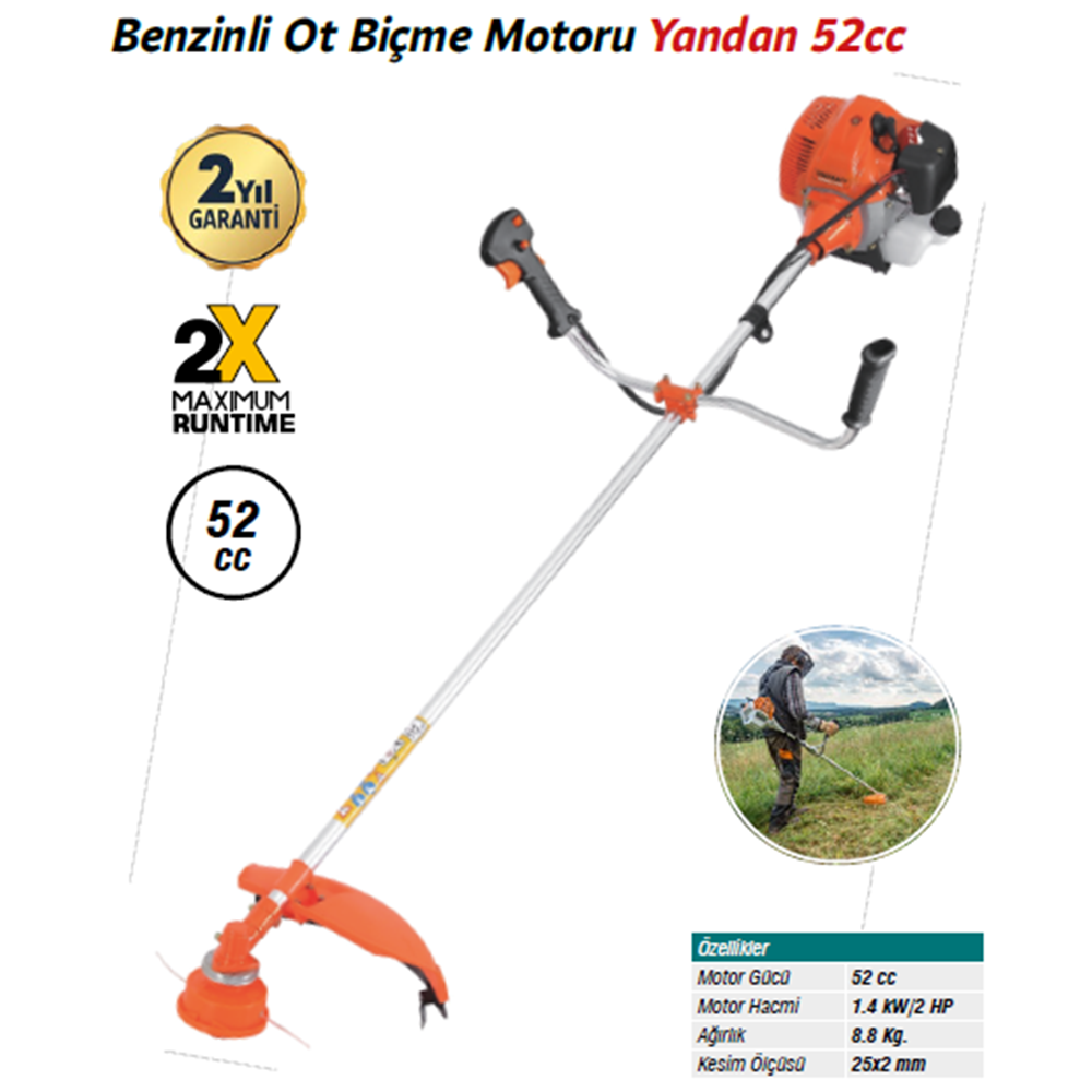 BENZİNLİ OT BİÇME (139) MOTORU YANDAN 52 CC