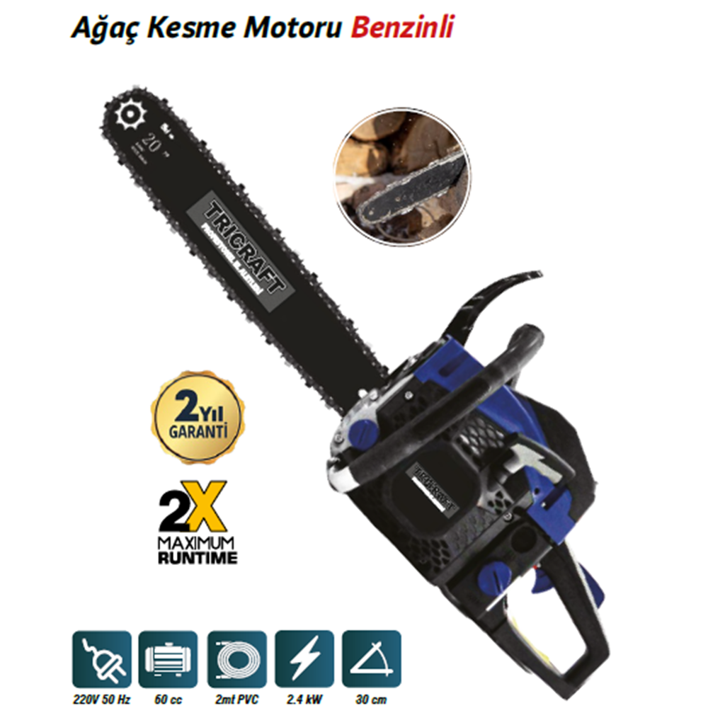 (7520)-(TRİCRAFT) AĞAÇ KESME MOTORU BENZİNLİ (60 CC)
