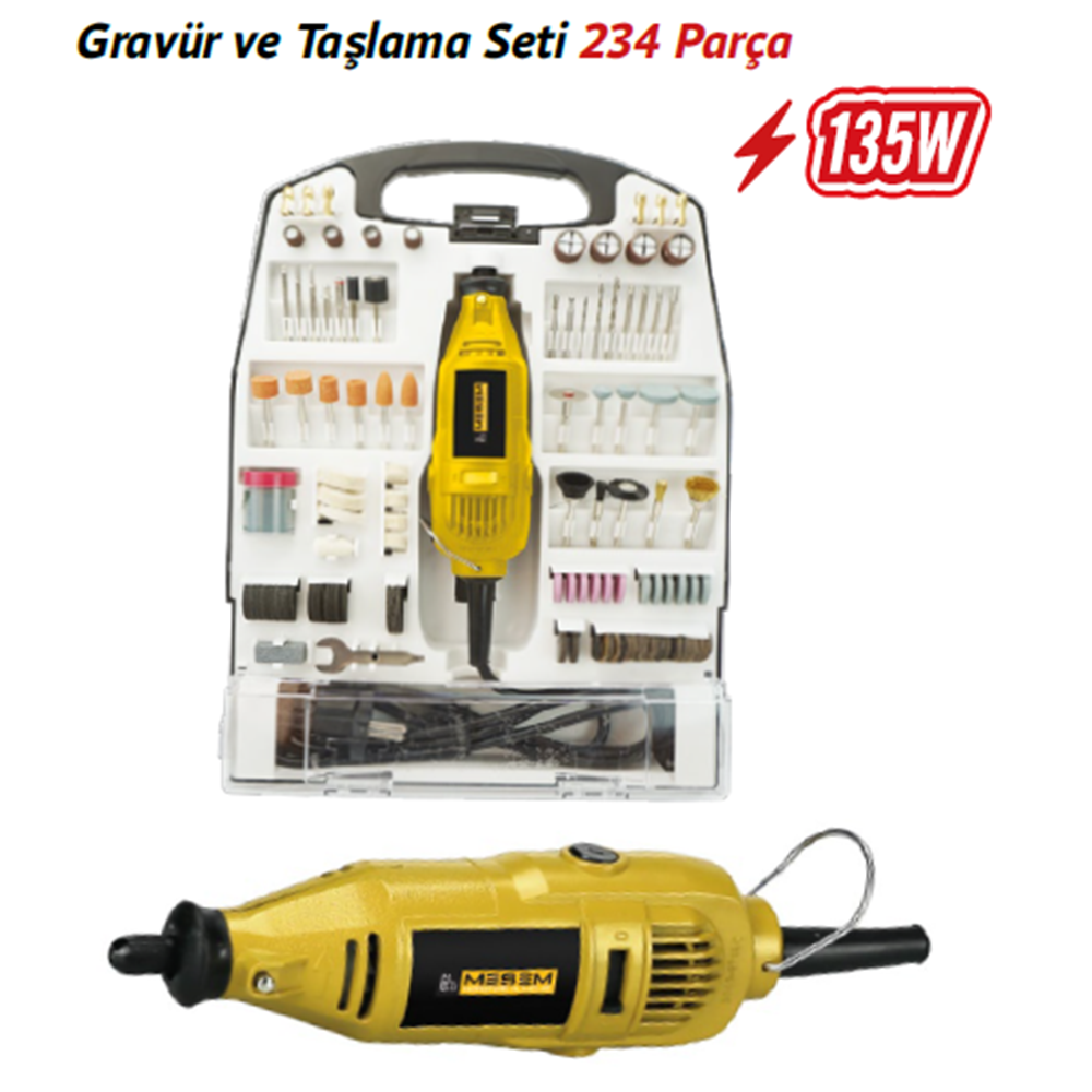 234 PARÇA GARVÜR VE TAŞLAMA SETİ 135 W