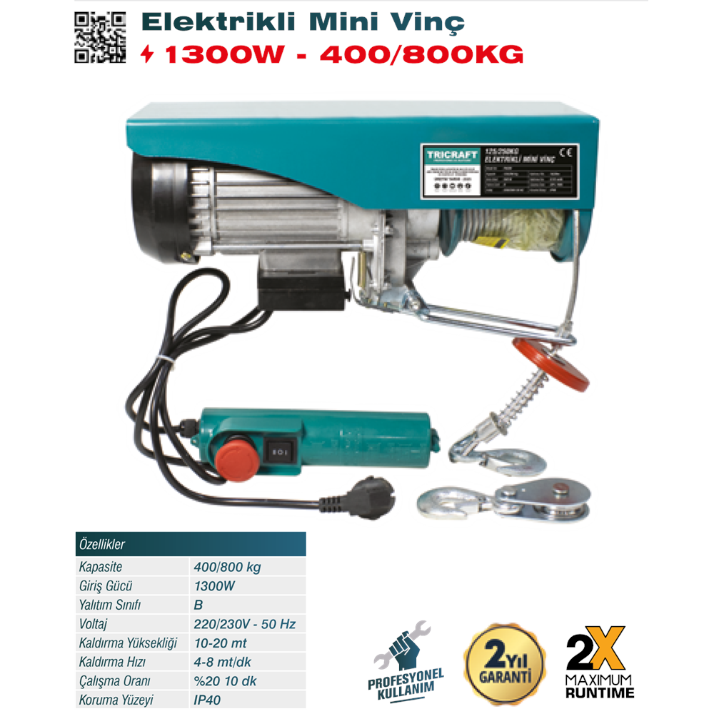 (937)-(TRİCRAFT) ELEKTRİKLİ MİNİ VİNÇ (400-800 KG)