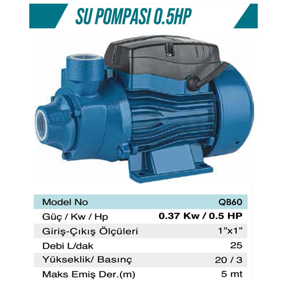 (QB60)-(BE-WELT) SU DİNAMOSU (0.5 HP)