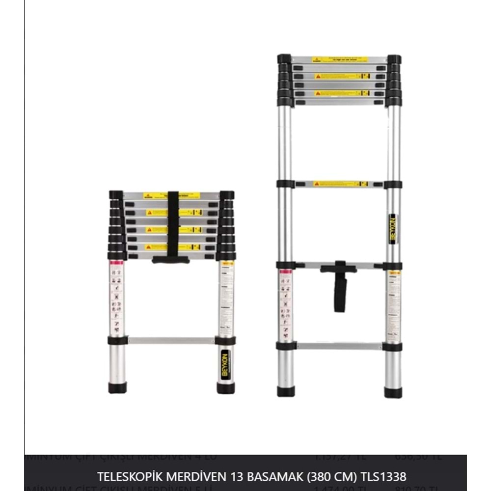 TELESKOPİK MERDİVEN -EBAX 3,8 MT 13 BASAMAK