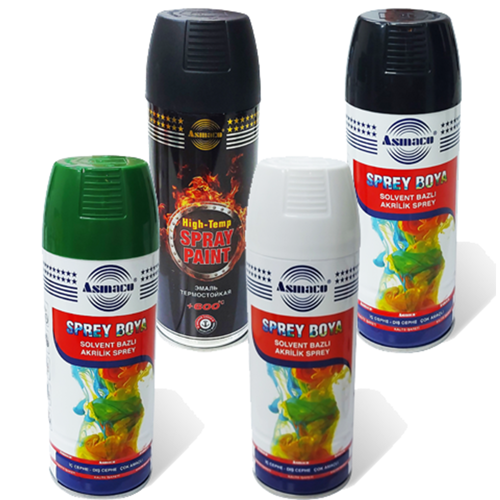 ASMACO AKRİLİK SPREY BOYA (SİYAH PARLAK)(9005) (1/12)