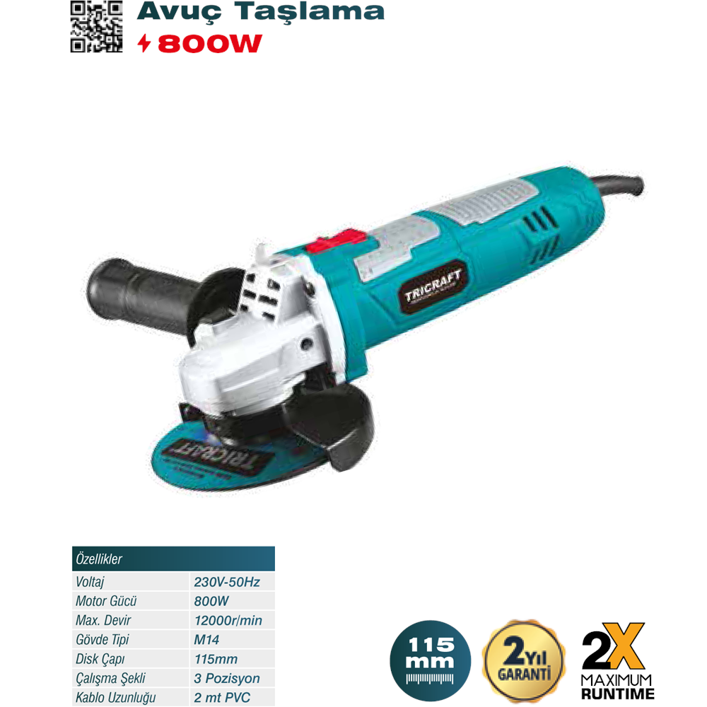 (7040)-(TRİCRAFT) AVUÇ TAŞLAMA (800 W)(115 MM)