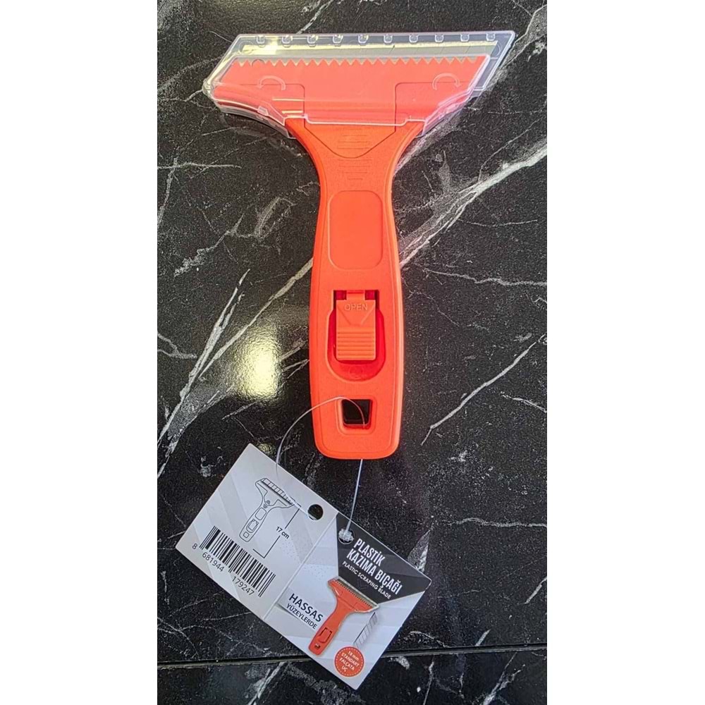 17 CM PLASTİK KAZIMA BIÇAĞI KAPAKLI-TURUNCU