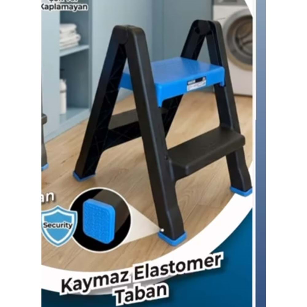 MADE-2 BASAMAKLI MERDİVEN PLASTİK (KAYMAZ TABAN)