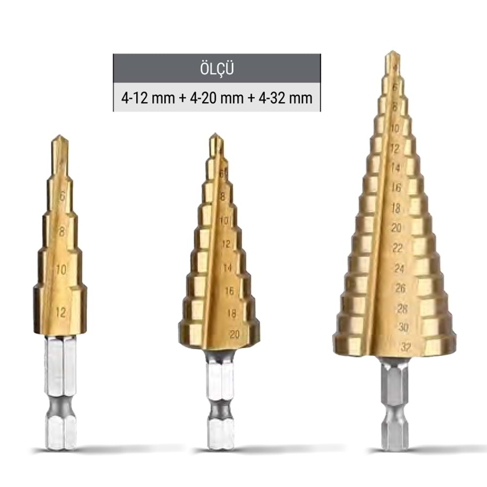 (STR1130)(SOLESTAR) KADEMELİ MATKAP UCU SETİ (3 LÜ))(1/25)