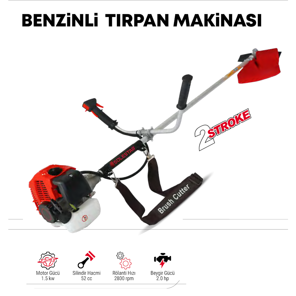 (STR1940)(SOLESTAR) BENZİNLİ TIRPAN MAKİNASI (YANDAN) (52 CC)