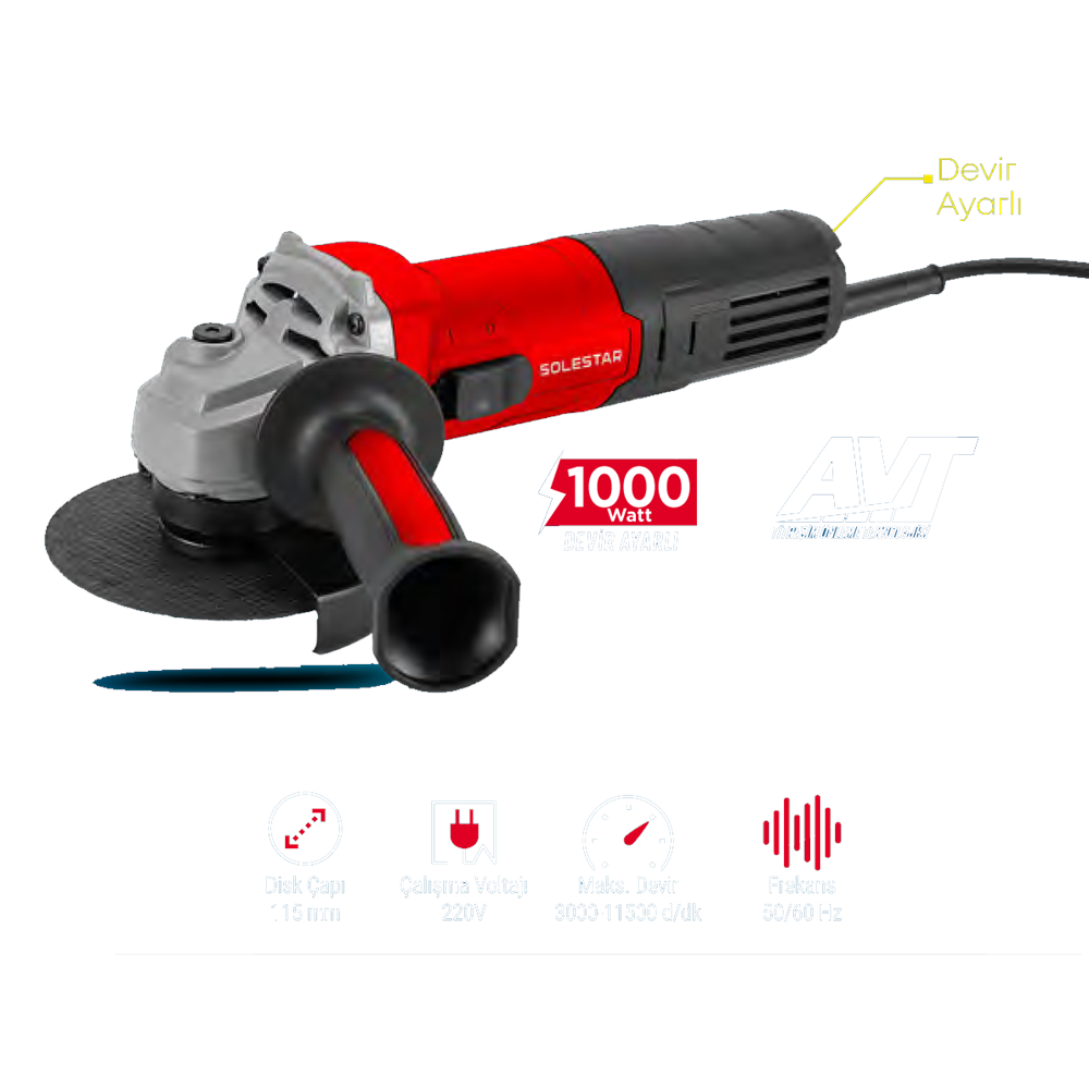 (STR1946)(SOLESTAR) AVUÇ TAŞLAMA DEVİRLİ 115 MM (1000 W)