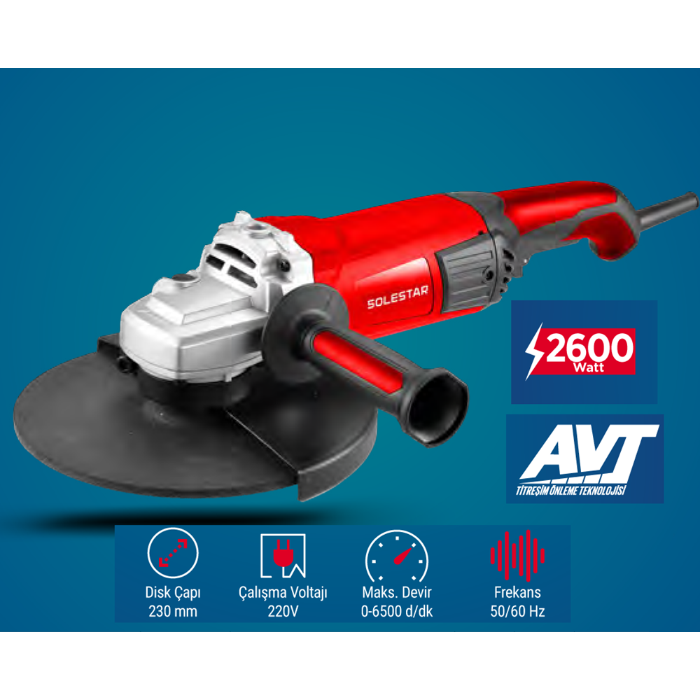 (STR1949)(SOLESTAR) TAŞLAMA MAKİNASI 230 MM (2600 W)