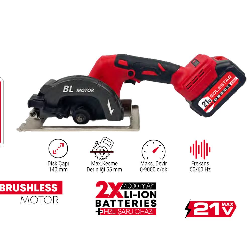 (STR1969)(SOLESTAR) AKÜLÜ DAİRE TESTERE 140MM (21 V)