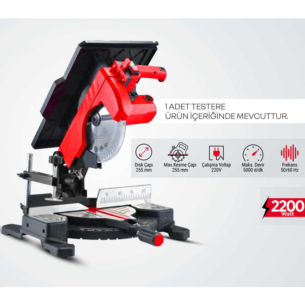 (STR1970)(SOLESTAR) GÖNYE KESME TABLALI (255 MM)(2200 W)