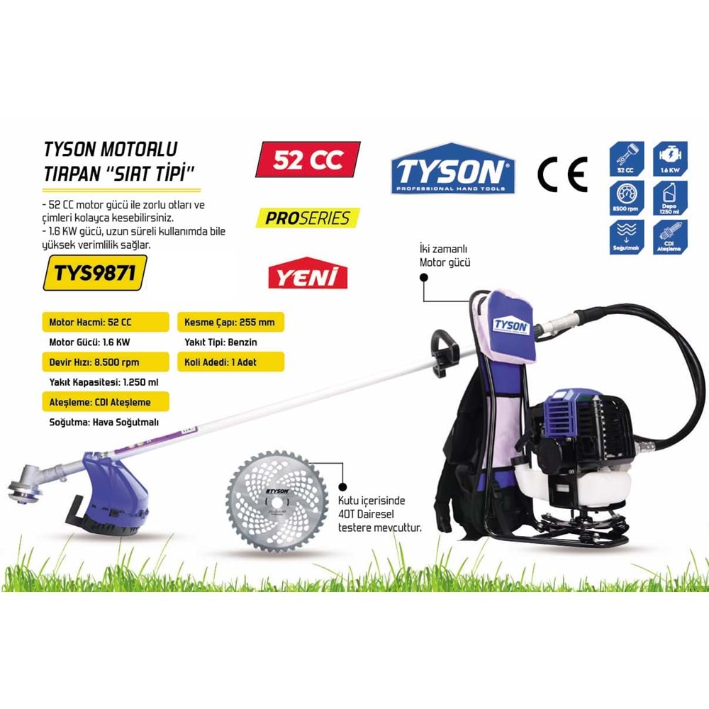 (TYSON) (TYS9871) MOTORLU TIRPAN (SIRT TİPİ)