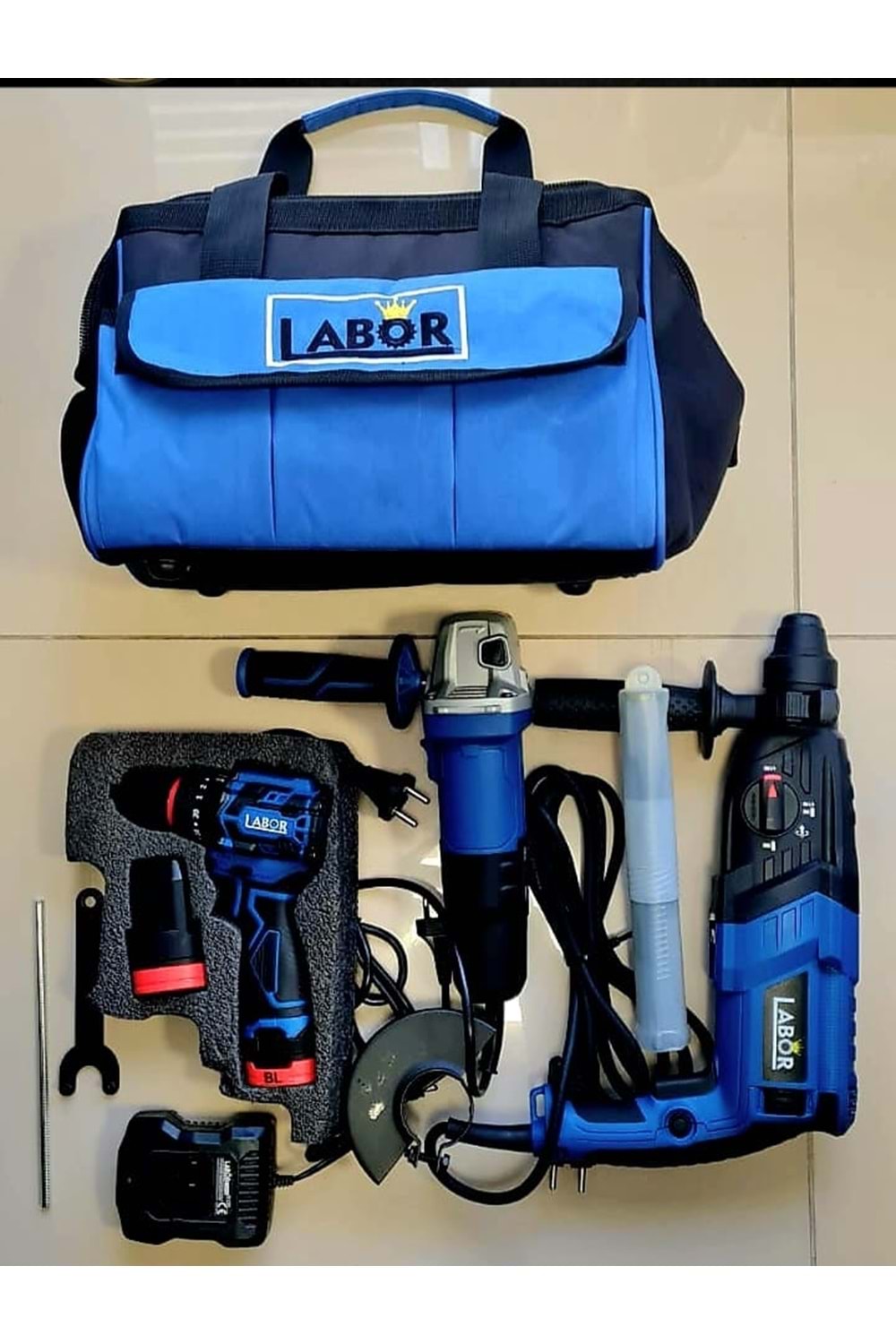 LABOR-3 LÜ SET (AKÜLÜ VİDALAMA -TAŞLAMA-KIRICI )-(2652+66223+9014)