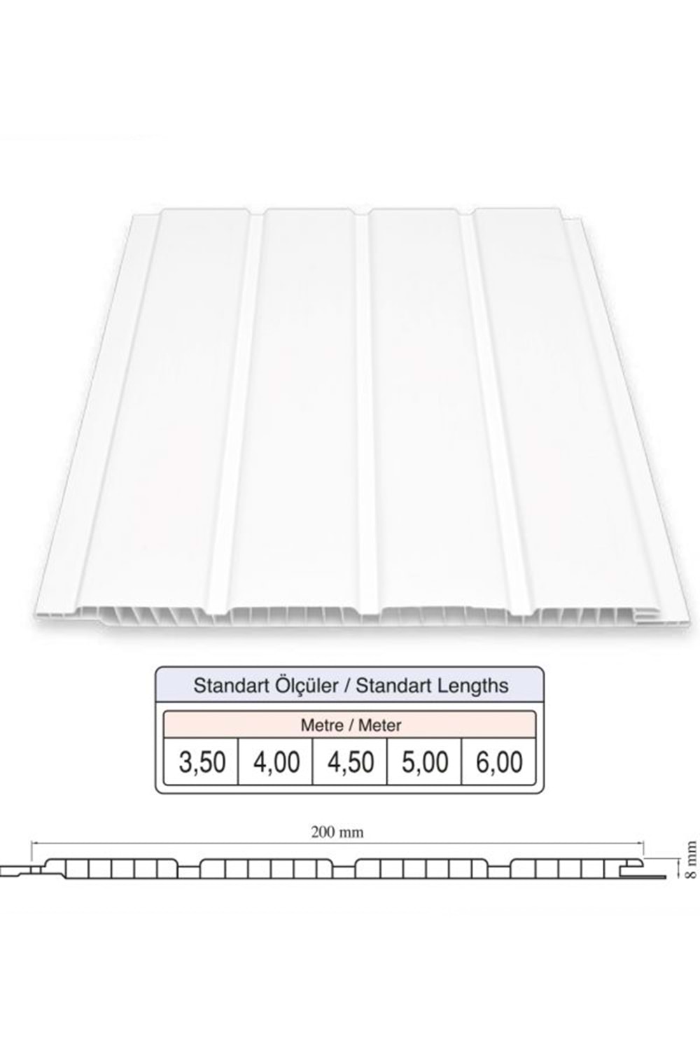 FUGALI- BEYAZ-(4.00 MT)-20 CM TAVAN LAMBİRİ