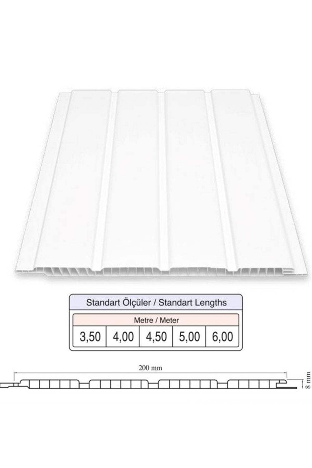 FUGALI- BEYAZ-(5.00 MT)- 20 CM TAVAN LAMBİRİ