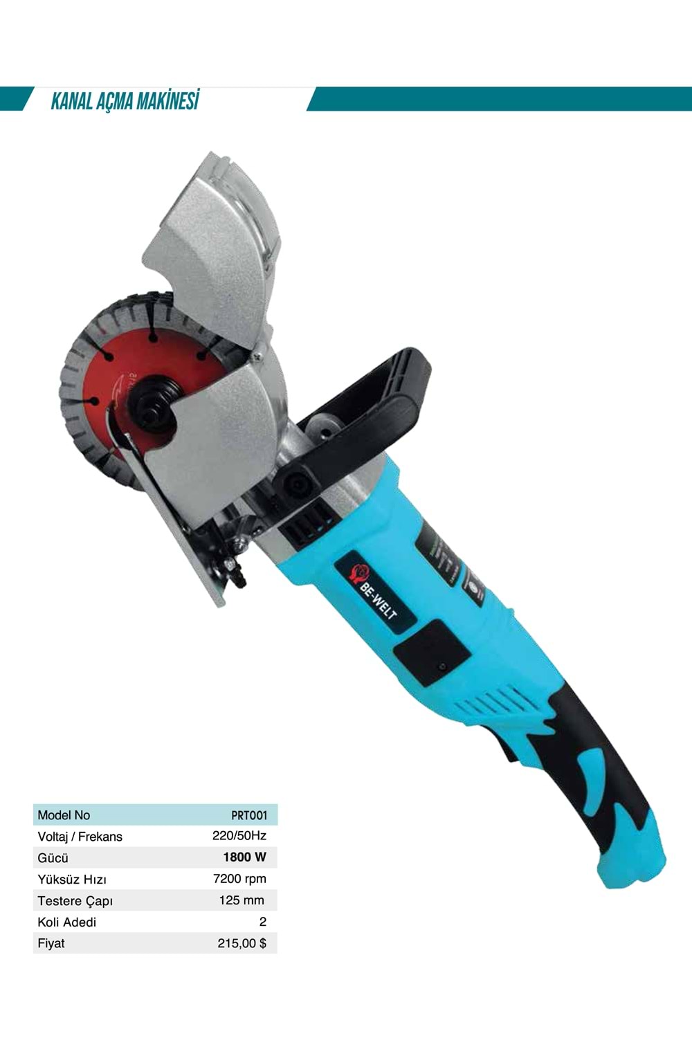 KANAL AÇMA MAKİNESİ (125MM)( (1800W)(PRT001)-(BE-WELT)