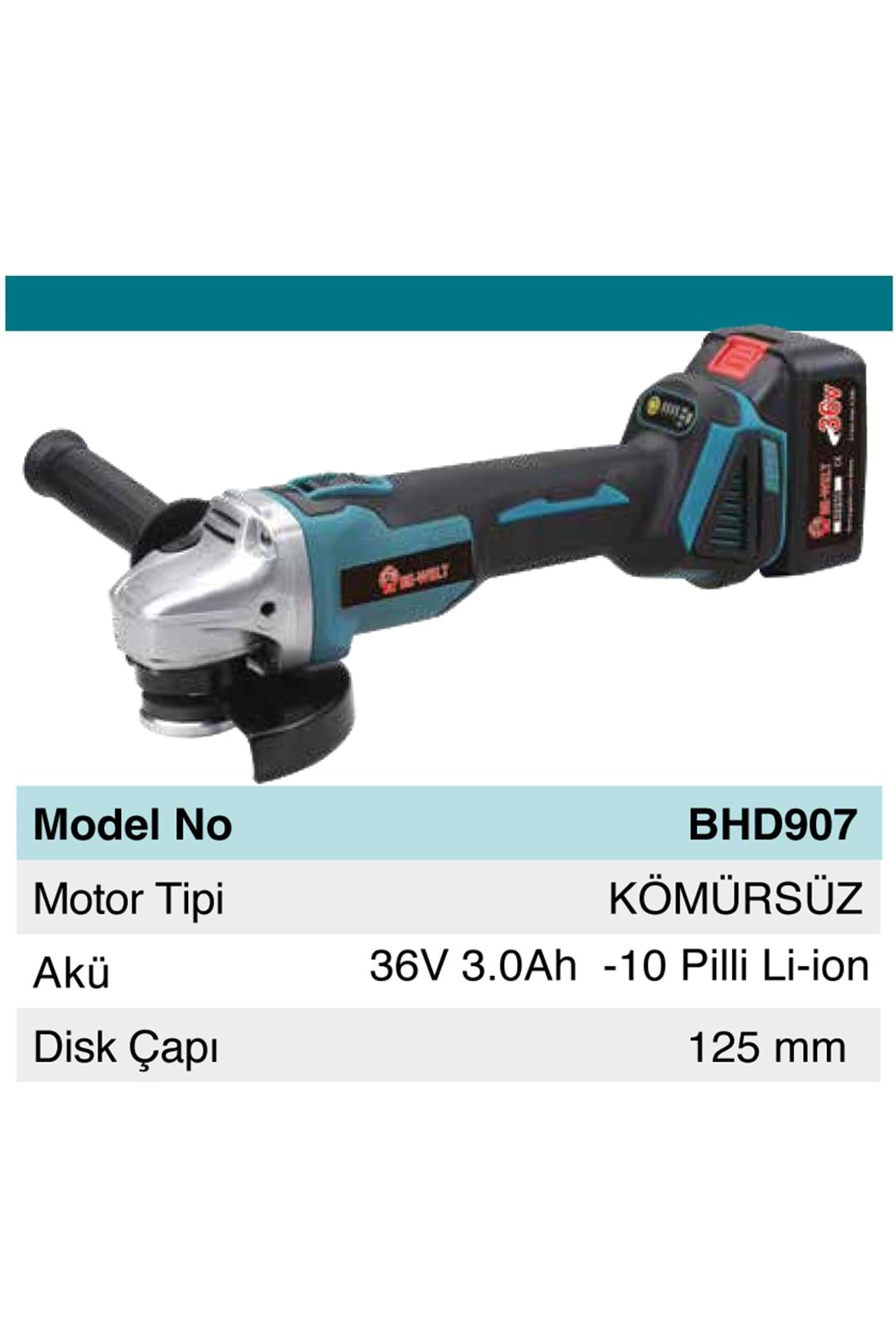 AKÜLÜ TAŞLAMA (125 MM) (36V-3 AHP)(BHD907)-(BE-WELT)