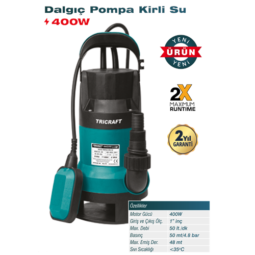 (137)-(TRİCRAFT) DALGIÇ POMPASI TEMİZ SU (400 W)
