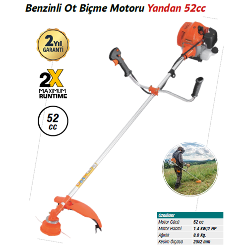 BENZİNLİ OT BİÇME (139) MOTORU YANDAN 52 CC