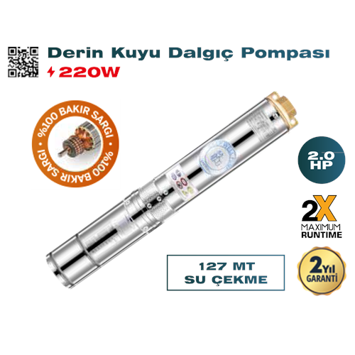 (239)-(TRİCRAFT) DERİN KUYU DALGIÇ POMPASI (2 HP 127 MT.) (220 W)