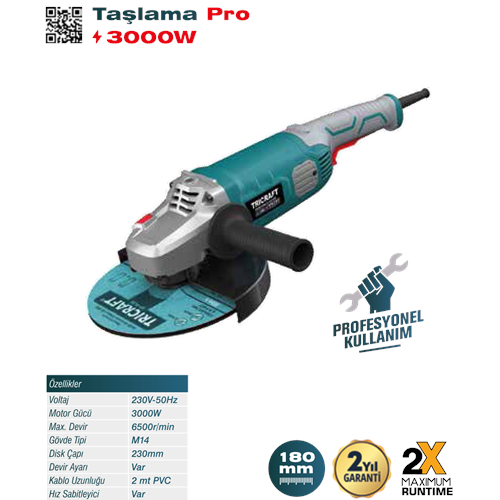 (7123)-(TRİCRAFT) AVUÇ TAŞLAMA PRO (3000 W)(230 MM)