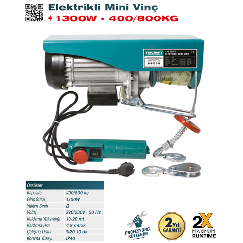 (937)-(TRİCRAFT) ELEKTRİKLİ MİNİ VİNÇ (400-800 KG)