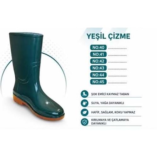YEŞİL ÇİZME UZUN - NO : 45