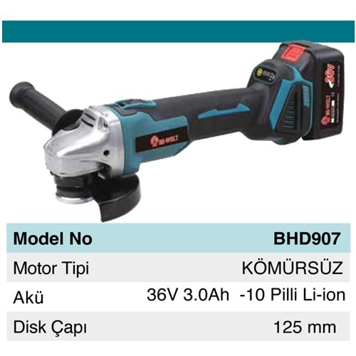 AKÜLÜ TAŞLAMA (125 MM) (36V-3 AHP)(BHD907)-(BE-WELT)