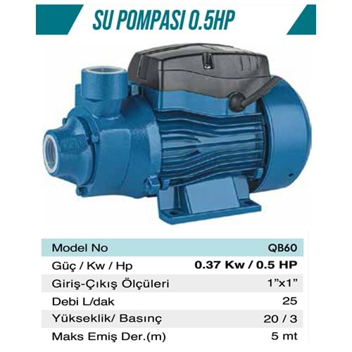 (QB60)-(BE-WELT) SU DİNAMOSU (0.5 HP)