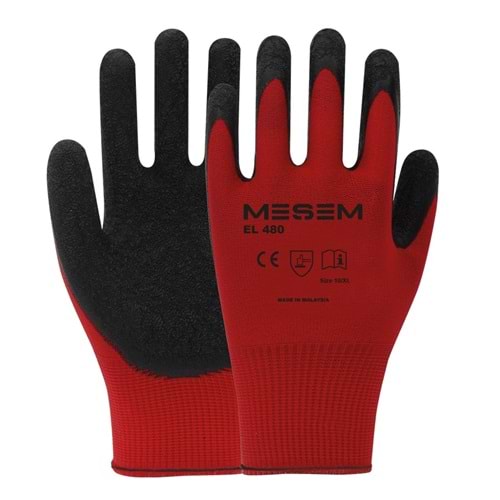 ELDİVEN-(EL 480)-KIRMIZI LATEX 1/2 NO:10
