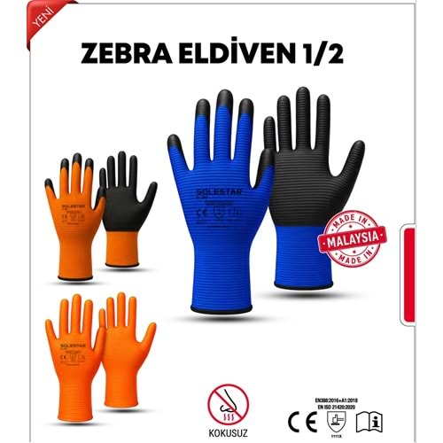 ELDİVEN-(EL 880)-TURUNCU SİYAH ZEBRA 1/2 (NO:10)