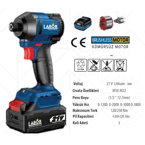 (PL50W)(LABOR) ŞARJLI TORKLU VİDALAMA (21 W 4 AMP)