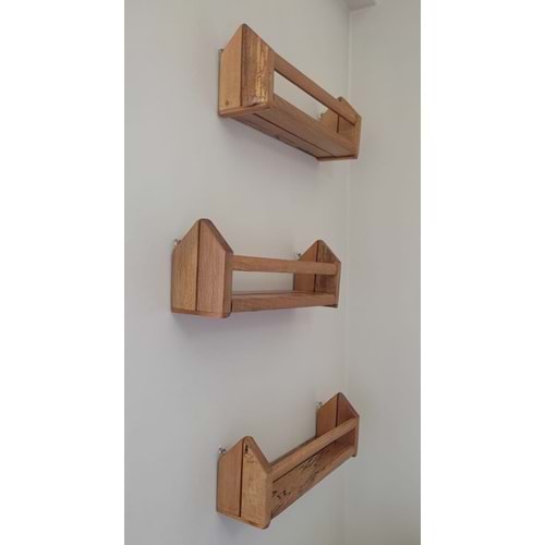 3 LÜ DUVAR RAF SETİ AHŞAP