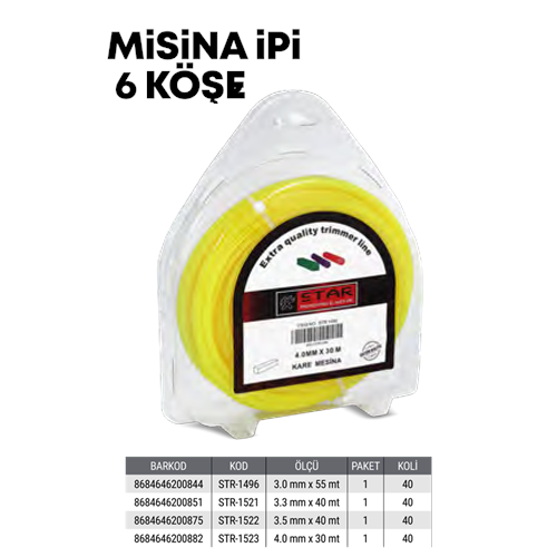 MİSİNA İPİ 6 KÖŞE (3,5MM 37 MT)-(80672)-BOSS