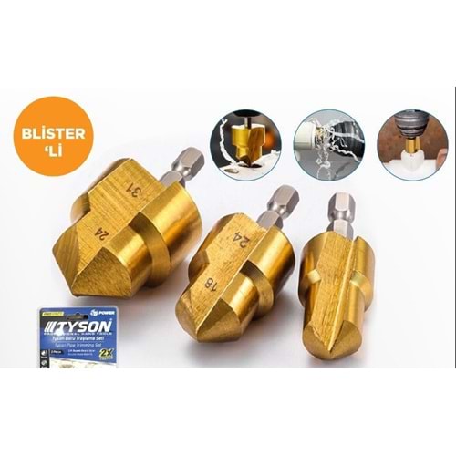BORU TRAŞLAMA SETİ 3 PARÇA (20MM-25MM-32MM) -TYSON