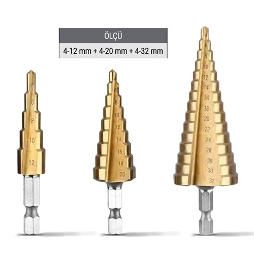 (STR1130)(SOLESTAR) KADEMELİ MATKAP UCU SETİ (3 LÜ))(1/25)