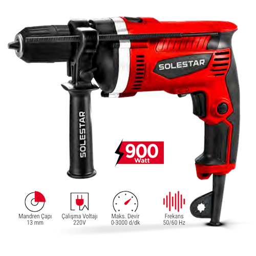 (STR1909)(SOLESTAR) DARBELİ MATKAP 13 MM (900 W)
