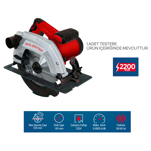 (STR1913)(SOLESTAR) DAİRE TESTERESİ (185 MM)(2200 W)