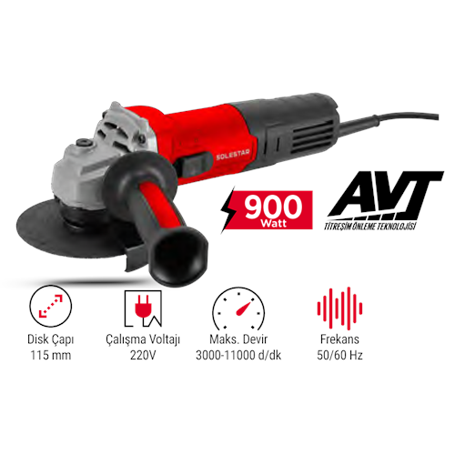 (STR1945)(SOLESTAR) AVUÇ TAŞLAMA MAKİNASI 115 MM (900 W)