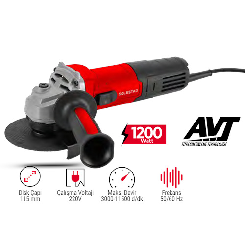 (STR1947)(SOLESTAR) AVUÇ TAŞLAMA MAKİNASI 115 MM (1200 W)