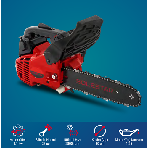 (STR1952)(SOLESTAR) BENZİNLİ AĞAÇ KESME MOTORU (25 CC)