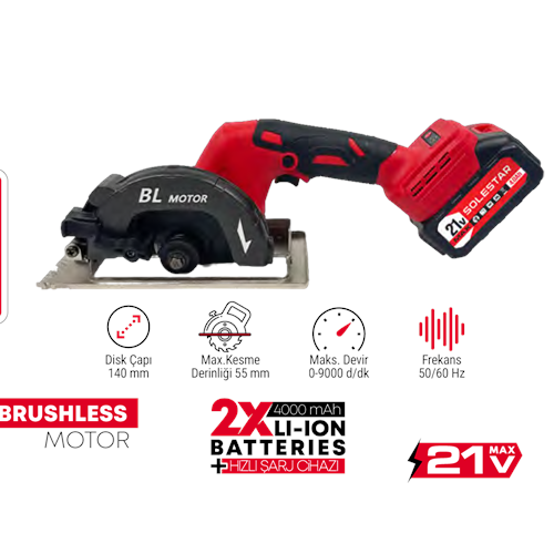 (STR1969)(SOLESTAR) AKÜLÜ DAİRE TESTERE 140MM (21 V)