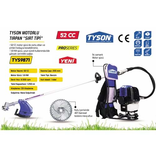 (TYSON) (TYS9871) MOTORLU TIRPAN (SIRT TİPİ)