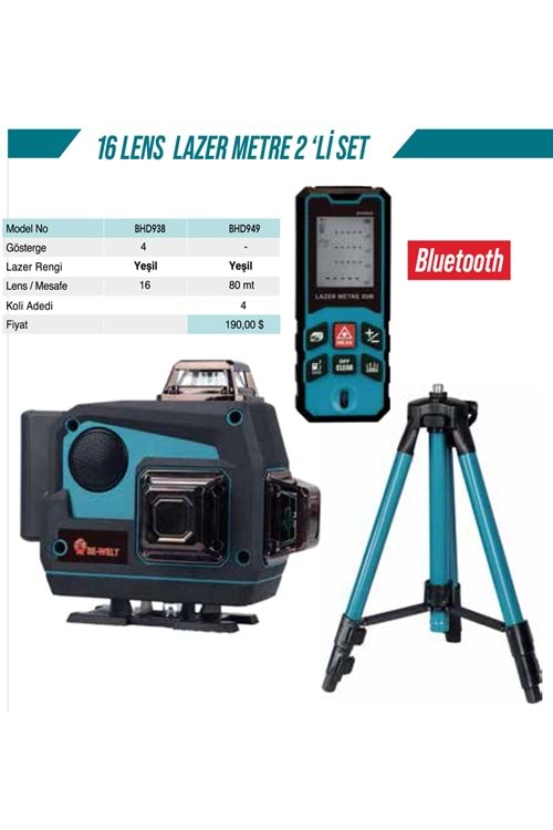 LAZER METRE 3 LÜ SET 16 LENS+BLUETOOTH 80 MT(BHD949) -(BE-WELT)