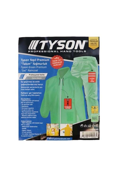 TYSON PREMİUM TAKIM YAĞMURLUK SARI (FERMUARLI)