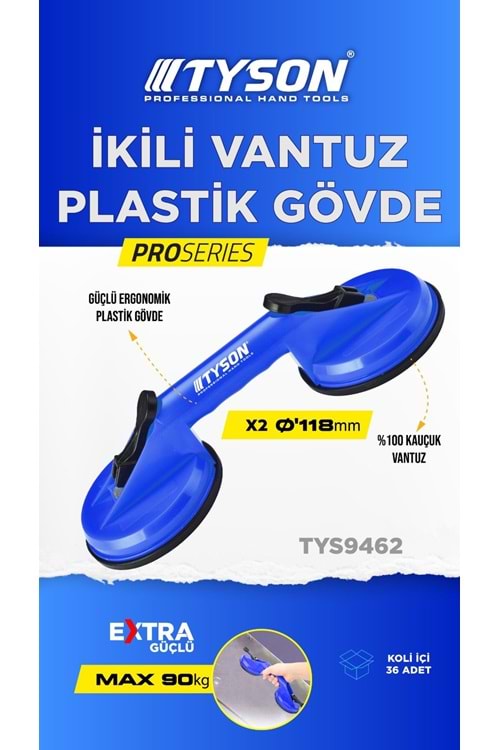 TYSON-İKİLİ VANTUZ PLASTİK GÖVDE