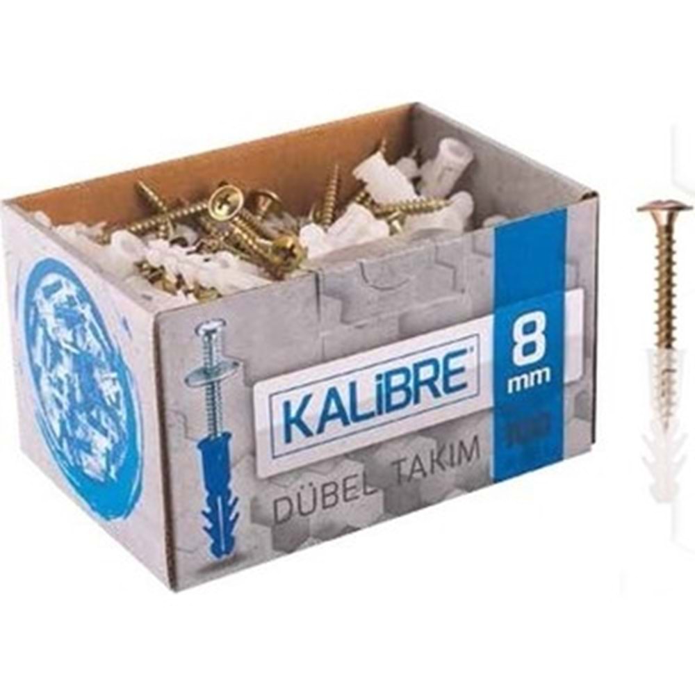 8MM PLASTİK KALİBRE DÜBELİ TAKIM 100LÜ (PUL BAŞLI)(1/30)