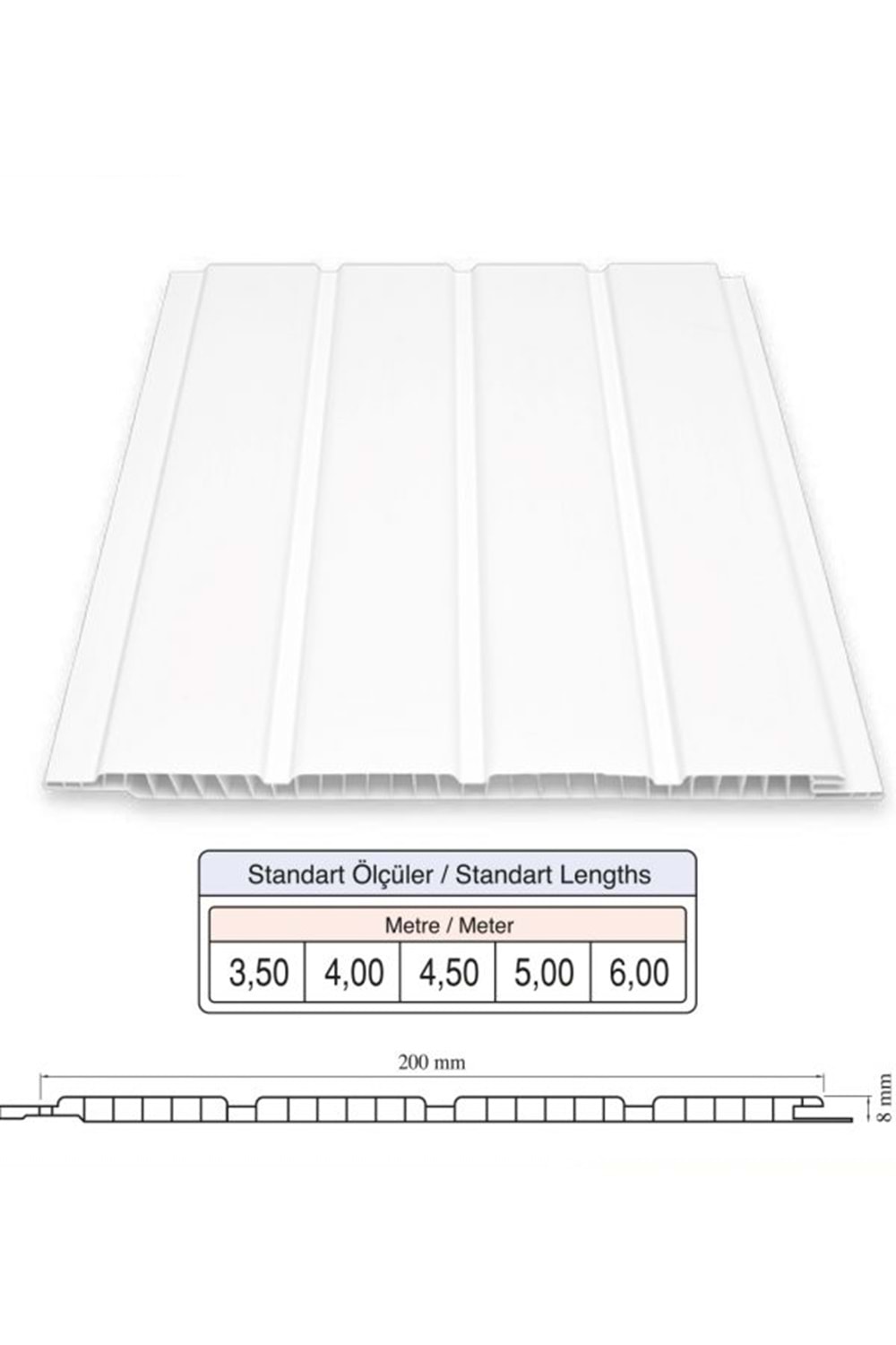 FUGALI- BEYAZ-(6.00 MT)- 20 CM TAVAN LAMBİRİ
