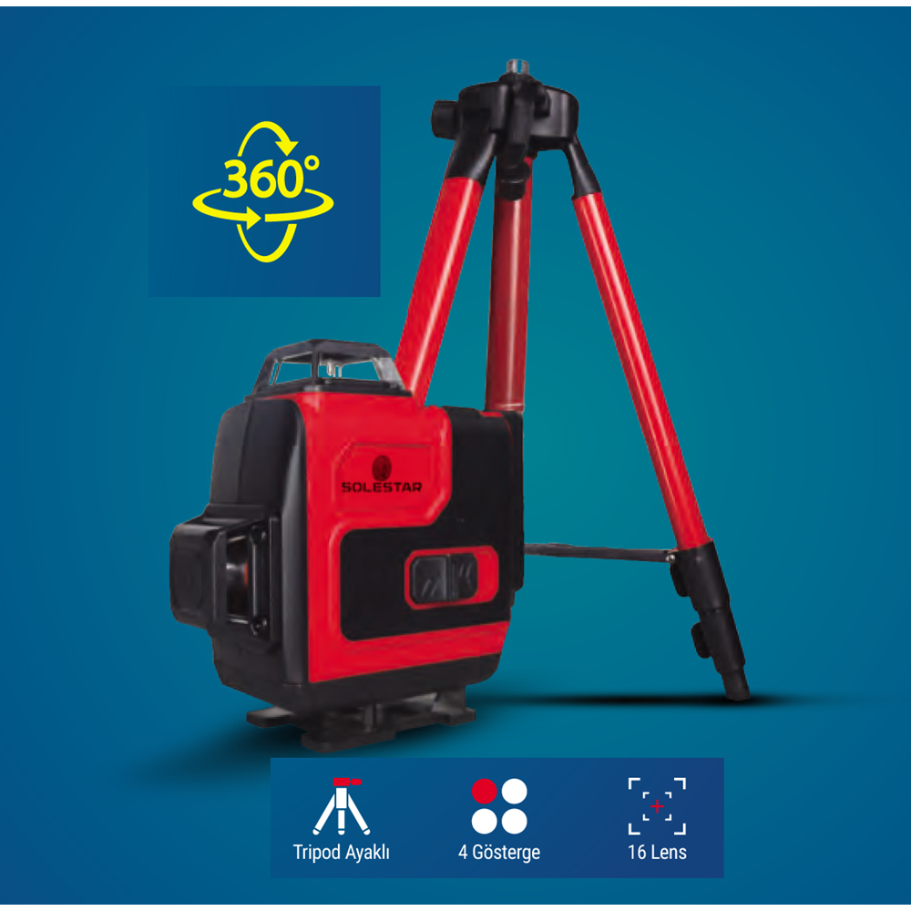 (STR1889)(SOLESTAR) LAZER METRE TRİPOD AYAKLI (16 LENS)